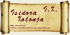 Isidora Kolonja vizit kartica